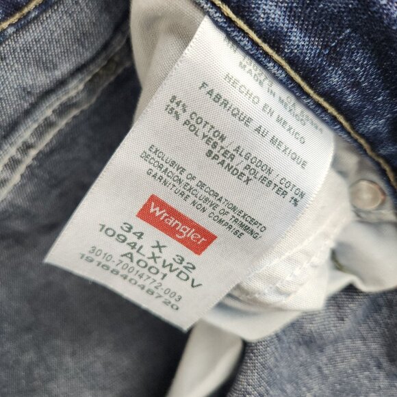 Wrangler Carpenter Jeans Men's 34x32 Dark Wash Workwear Denim Pants Blue Stretch - Picture 7 of 11